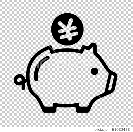 豚の貯金箱・貯蓄・節約・収入　アイコン　(日本円） 61083428