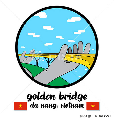 Circle Icon Golden Bridge In Da Nang Vietnam のイラスト素材