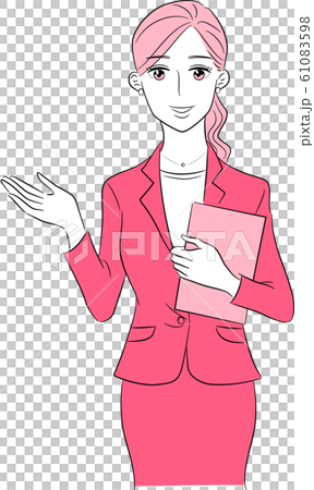 ビジネススーツを着た女性のイラスト ピンクのイラスト素材