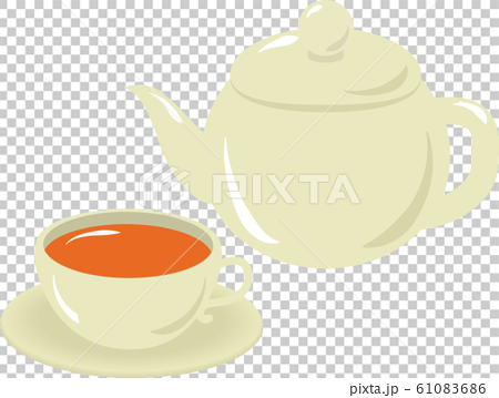 紅茶とティーポットのイラスト素材