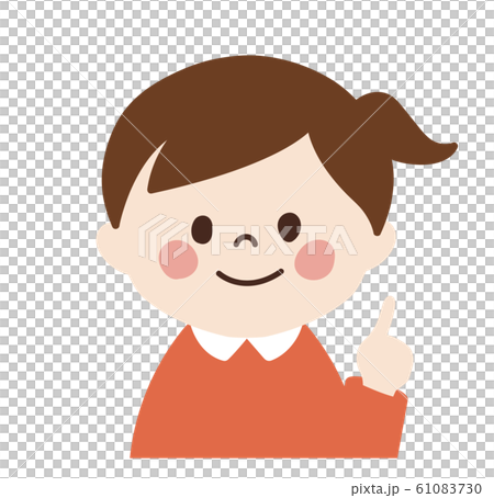 女の子 笑顔 指差しポーズ 右 のイラスト素材