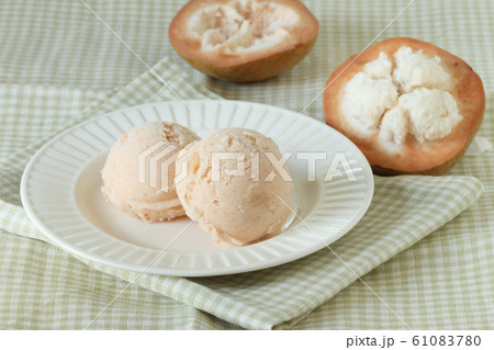 santol sherbet ice cream scoop and fresh santol 61083780