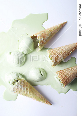 green tea ice cream cones dropped green tea ice cream cones dropped 61084488