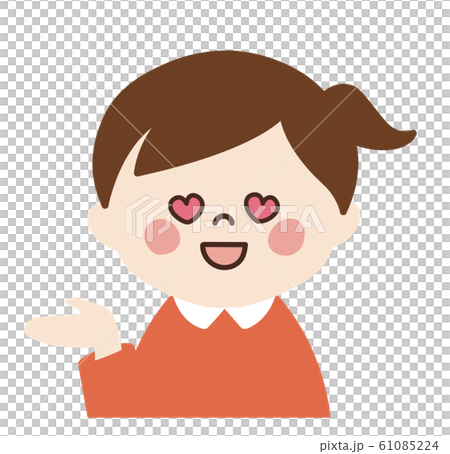 女の子(目がハート・紹介ポーズ・左) 61085224