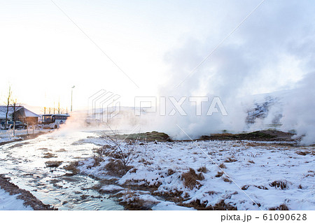 An erupting soaring geyser in the Valley of An erupting soaring geyser in the Valley of 61090628