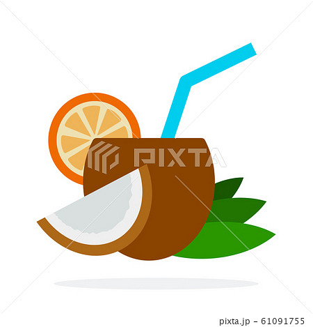 Cocktail of coconut vector flat material design isolated object on white background. 61091755