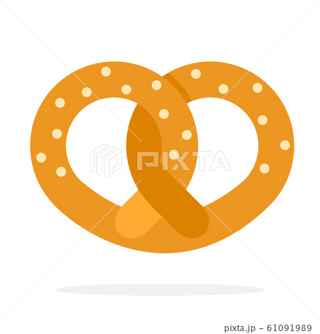 Pretzel vector flat material design isolated object on white background. Pretzel vector flat material design isolated object on white background. 61091989