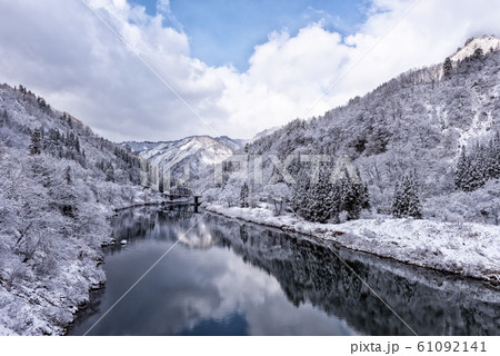 第四只見川橋梁　雪景色 61092141