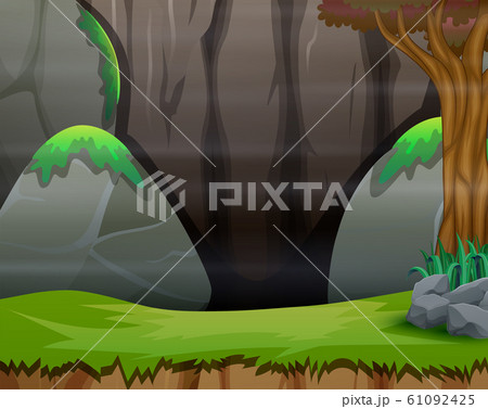 Stone covered in moss on nature background 61092425