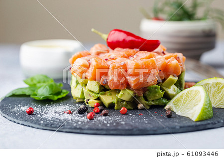 Salmon salad, tartare 61093446