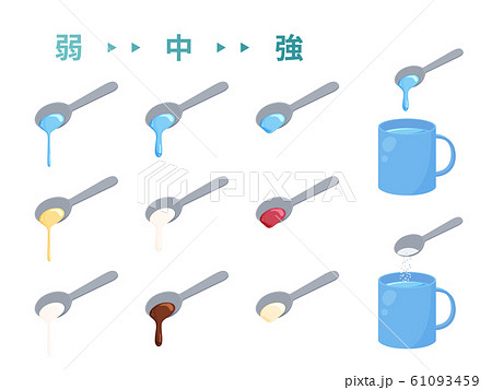 とろみ付けした水のイラスト_弱中強セット 61093459