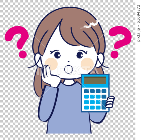 Woman, calculator, doubt Woman, calculator, doubt 61094872