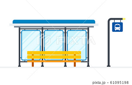 Public Bus Stop Vector Flat Material Design のイラスト素材