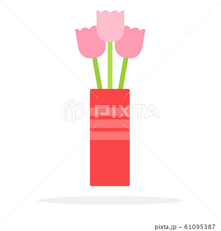 Flowers in a vase vector flat material design isolated object on white background. Flowers in a vase vector flat material design isolated object on white background. 61095387