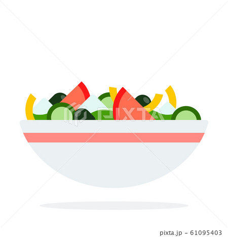 Vegetable salad in a dish vector flat material design isolated object on white background. 61095403