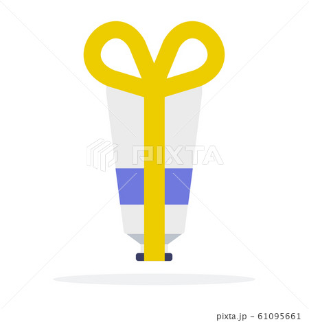 Plastic tube in a gift ribbon vector flat material design isolated object on white background. 61095661
