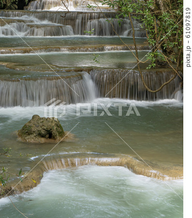 The clean waterfall there is an emerald green 61097819