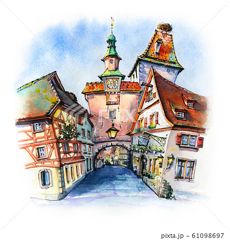 Rothenburg Ob Der Tauber Germanyのイラスト素材