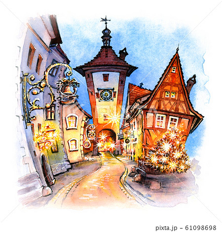 Rothenburg Ob Der Tauber Germany Stock Illustration