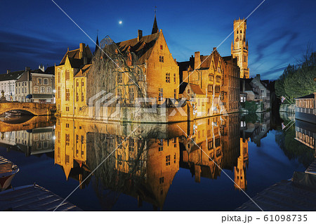Classic twilight view of Brugge, Belgium, Europe 61098735