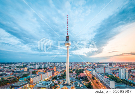 Berlin skyline panorama with famous TV tower at sunset, Germany Berlin skyline panorama with famous TV tower at sunset, Germany 61098907