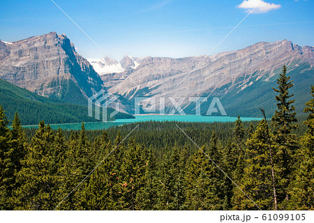 Beautiful landscape with Rocky Mountains and mountain lake in Alberta, Canada 61099105