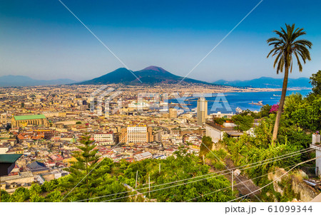 Aerial view of Napoli with Mount Vesuvius at sunset, Campania, Italy Aerial view of Napoli with Mount Vesuvius at sunset, Campania, Italy 61099344