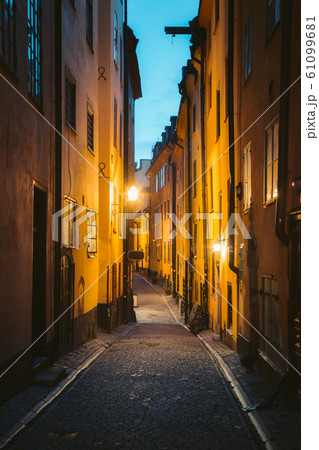 Stockholm's Gamla Stan old town district at night, Sweden, Scandinavia 61099681
