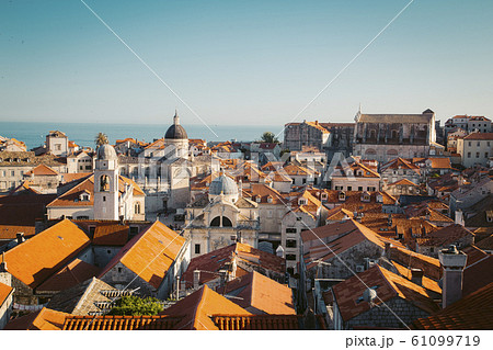Dubrovnik terra cotta rooftops at sunset, Croatia Dubrovnik terra cotta rooftops at sunset, Croatia 61099719