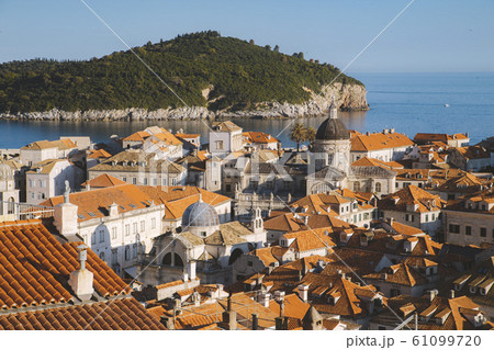 Dubrovnik terra cotta rooftops at sunset, Croatia Dubrovnik terra cotta rooftops at sunset, Croatia 61099720