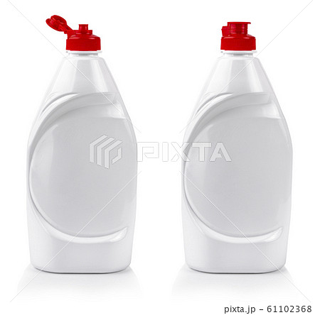 White plastic bottle for liquid detergent with red lid White plastic bottle for liquid detergent with red lid 61102368