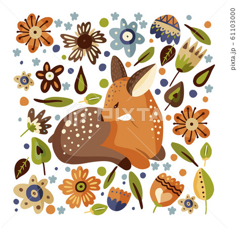 Little Fawn Woodland Animal Card のイラスト素材