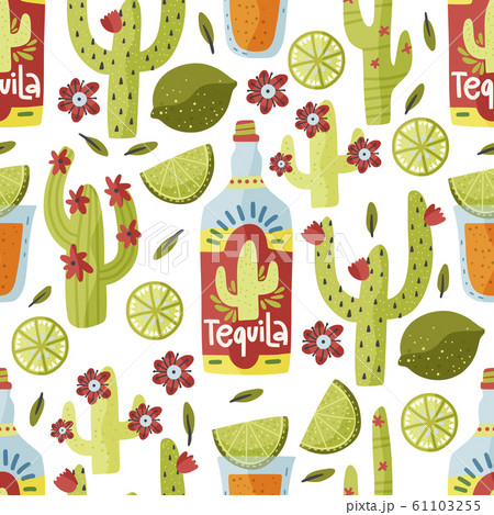 Tequila drink vector seamless pattern. 61103255