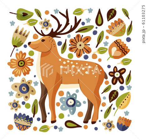 Cute cartoon vector deer. Cute cartoon vector deer. 61103275