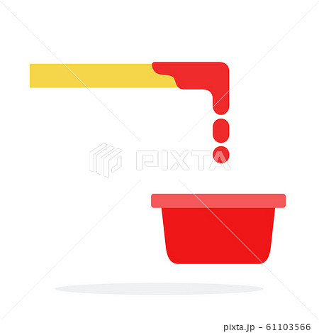 Dipping French fries in ketchup 61103566