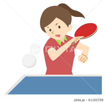 Table Tennis Players Girls Stock Illustration