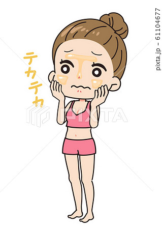 オイリー肌の女性の斜めイラスト　全身図 61104677