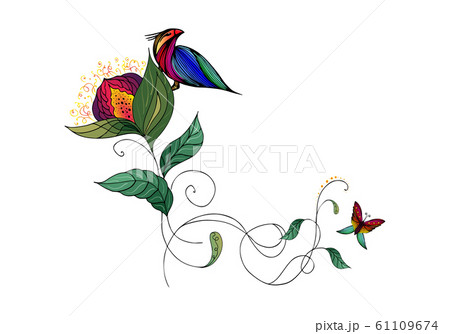 Summer tropical flat flower. Colorful abstract Summer tropical flat flower. Colorful abstract 61109674