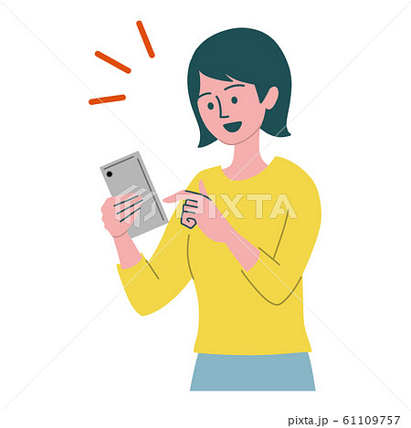 スマートフォン　携帯　操作　女性 61109757