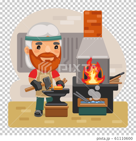 Cartoon Blacksmith with a Hammer Cartoon Blacksmith with a Hammer 61110600