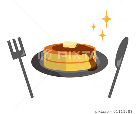 皿 ナイフ フォーク パンケーキのイラスト素材 61111583 Pixta