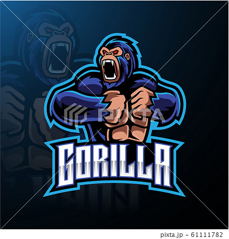 Angry Gorilla Mascot Logo Desainのイラスト素材