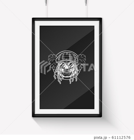 Rastafarian vector skull with dreadlocks. Rastafarian vector skull with dreadlocks. 61112576