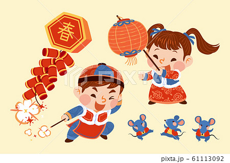 Children lighting up firecrackers 61113092