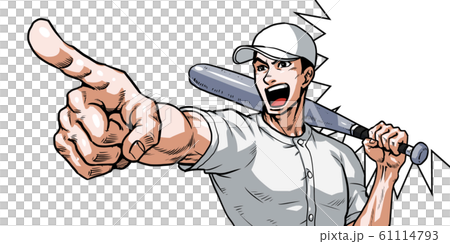 Baseball, koshien, pointing, bat, speech balloon, effect line, tears Baseball, koshien, pointing, bat, speech balloon, effect line, tears 61114793