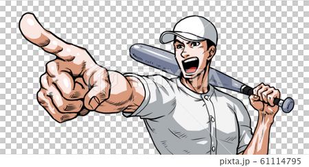 Baseball, koshien, pointing, bat, speech balloon, effect line, tears 61114795