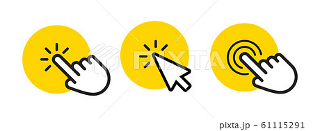 Click poineter icons set, cursor and point web graphic element, buttons template. Vector icons set 61115291