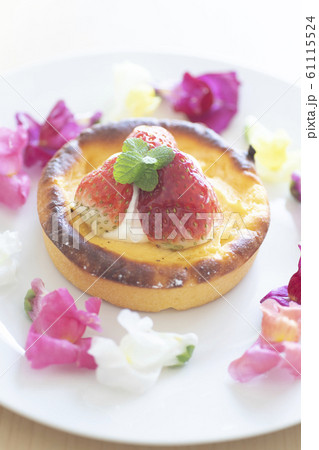 エディブルフラワー　食用花　花　エディブル　タルト　料理　食べ物　フード　カラフル 61115524