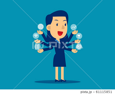 Business multitasking. Icon concept, Cute cartoon 61115851