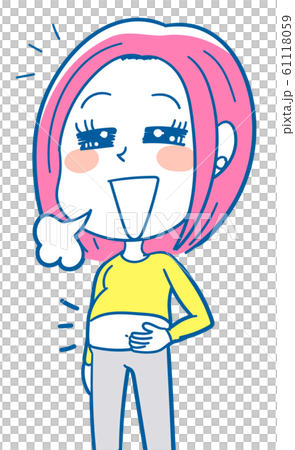 イラスト素材 満腹になる若い女性のイラスト素材